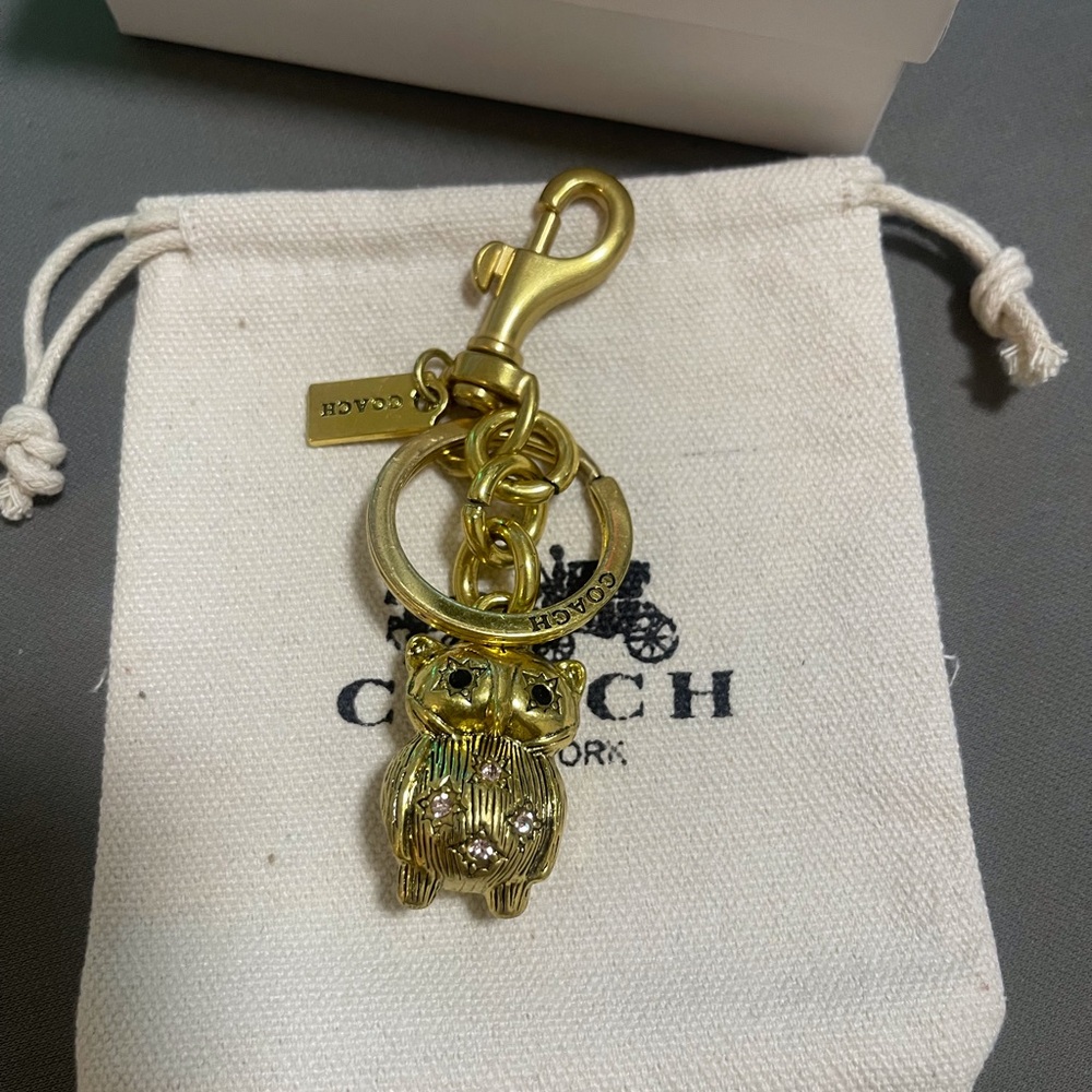 Coach Gold Crystal Owl Key Charm